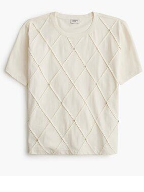 J Crew Factory Ivory Jewel-Embellished Tee NWT